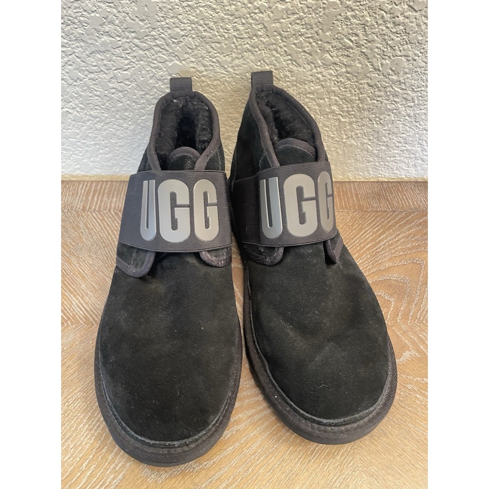 UGG Neumel II Men's Size 10 Graphic Spell Out Black Suede Ankle Boots 1119392